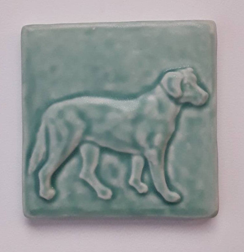 Labrador Retriever Art Tile 4x4 Ceramic wall art Wall sculpture Arts and Crafts Craftsman vibe Bermuda glaze