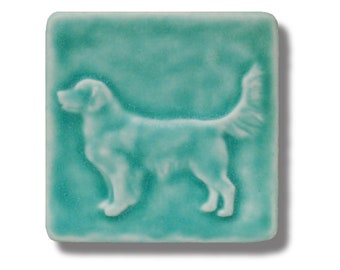 Golden Retriever Art Tile 4x4" Craftsman Style Home, ceramic tile Dog Tile