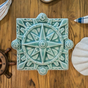 Compass Art Tile Nautische kunst Kustsfeer Strandthemadecor
