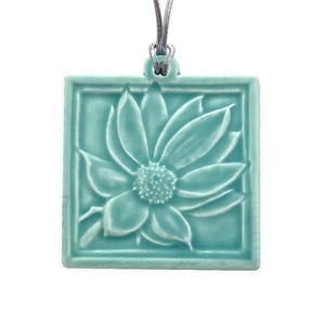 Handmade Porcelain Coneflower Ornament: Michigan Studio Art Tile