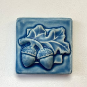Acorn with Leaves Ceramic Art Tile Housewarming gift