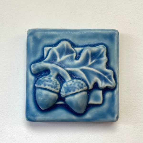 Acorn with Leaves Ceramic Art Tile Housewarming gift