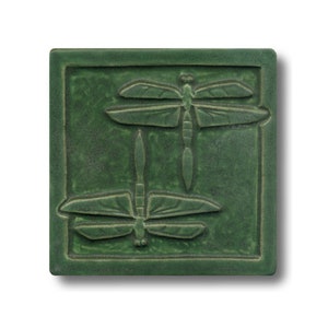Double Dragonfly Art Tile craftsman style home, ceramic living room wall art dragonfly gift, dragonfly vintage style art, dragonfly tile