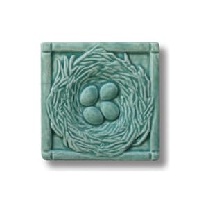 Bluebird Nest Tile Spring nest housewarming gift Spring wall art Nest art Bird nest art