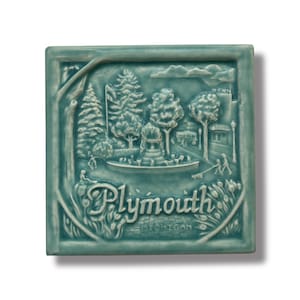 Plymouth, Michigan Art Tile  craftsman style tile  ceramic boho wall art decor gift cottage core vintage style Michigan gift Plymouth Decor