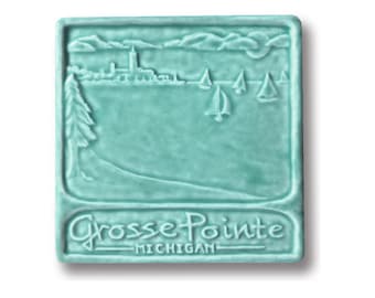 Grosse Pointe, Michigan Art Tile: ceramic craftsman tile that celebrates the beautiful cities & destinations of Michigan