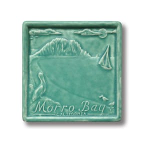 Morro Bay, California Art Tile 6x6: ceramic craftsman tile, perfect as wall decor or a showstopper tile for your kitchen or fireplace.