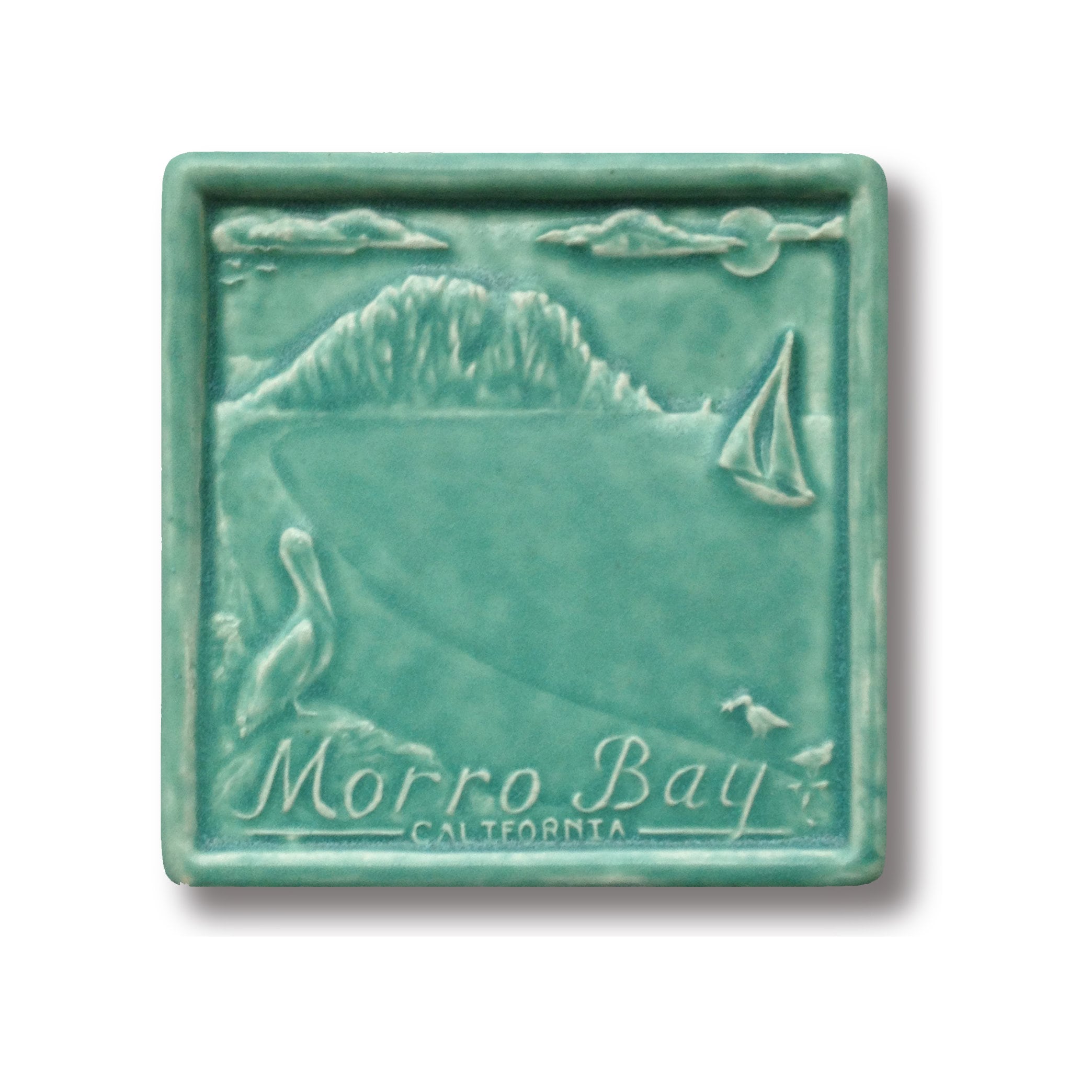 Morro Bay, California Art Tile 6x6: ceramic craftsman tile, perfect as wall decor or a showstopper tile for your kitchen or fireplace.