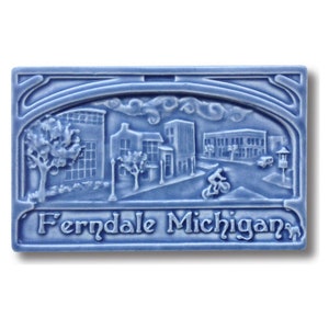 Ferndale, Michigan Tile Art: ceramic craftsman tile that celebrates the beautiful cities & destinations of Michigan
