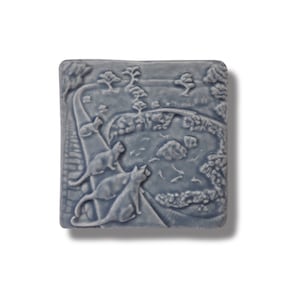 Cat tile Cats and Koi Pond Art Tile Ceramic Art handmade tile cat lover gift