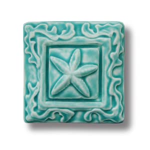 Starfish ceramic Tile Collectible starfish art Craftsman  starfish art design cottage core decor boho vintage style  seaside wall art