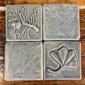 Handmade 4x4 Glazed Ceramic Tiles for Kitchen Backsplash, Bathroom, Home Decor - Blue, Brown, Green