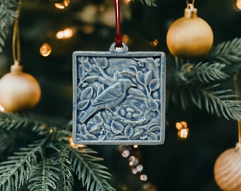 Ornement de geai bleu, cadeau de Noël, décoration de vacances, décoration d'arbre, décoration d'oiseau, décoration en céramique, cadeaux pour maman