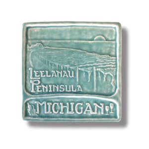 Leelanau Peninsula Art Tile 6x6: ceramic craftsman tile that celebrates the beautiful cities & destinations of Michigan
