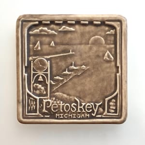 Petoskey, Michigan Art Tile 6x6: ceramic craftsman tile that celebrates the beautiful cities & destinations of Michigan