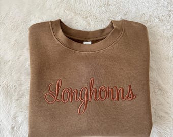 Texas Longhorns Embroidered Sweatshirt, Kids UT Crewneck, University of Texas Gift, UT Football fan gift, Longhorns kids gift idea