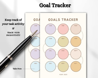 Kolorowy tracker celów osi czasu | Dziennik Bullet do druku | Mapowanie kamieni milowych i celów w formacie PDF