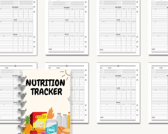 Dziennik śledzenia odżywiania, dziennik żywieniowy, dziennik kalorii, planista zdrowego odżywiania, śledzenie utraty wagi, planista dziennika diety