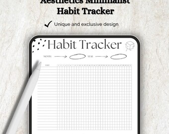 Czarno-biały Doodle Habit Tracker, zabawny planer stylu, dziennik zdrowia, codzienny organizer rutynowy, wyjątkowy prezent