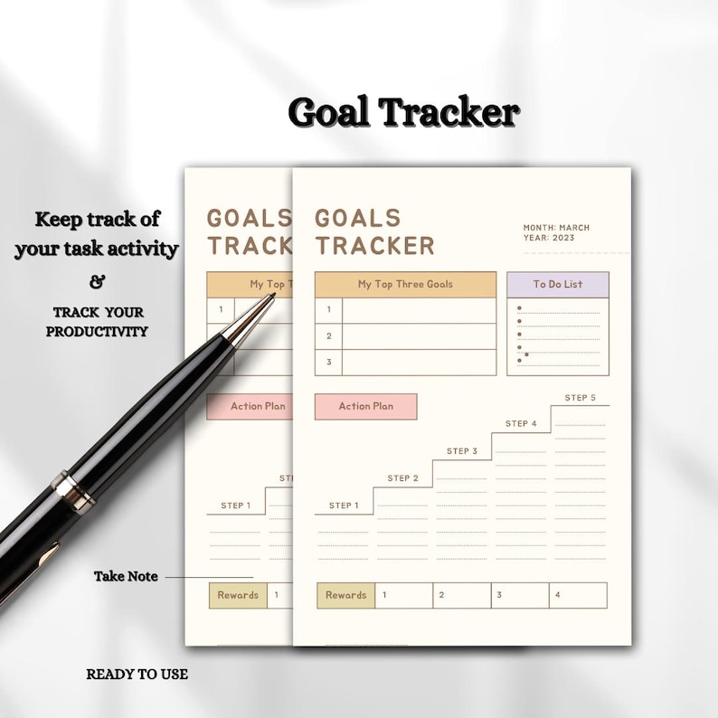 Colorful Goals Tracker Bullet Journal, Simple Planner, Organizer ...