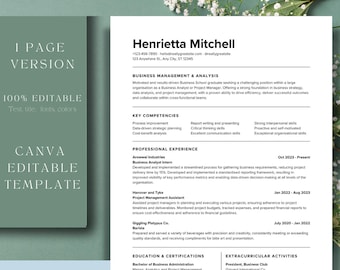 Szablon CV do analizy zarządzania biznesem, profesjonalna usługa pisania CV, narzędzie do składania podań o pracę, rozwój kariery, natychmiastowe pobieranie