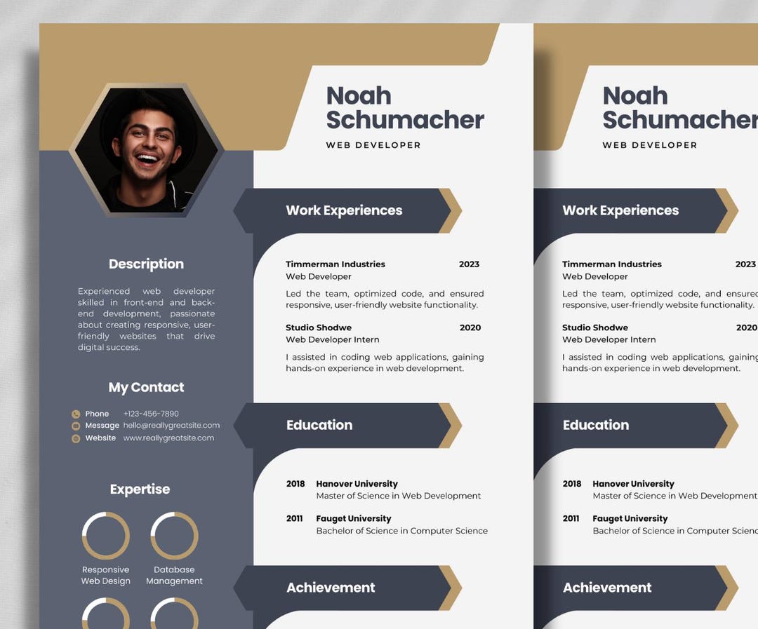 Beige Dark Gray Web Developer Resume Template, Minimalist Resume Design ...
