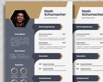 Beżowy Ciemnoszary Web Developer Wzór CV, Minimalistyczny Projekt CV, Cyfrowe CV, Nowoczesne CV, Profesjonalne CV