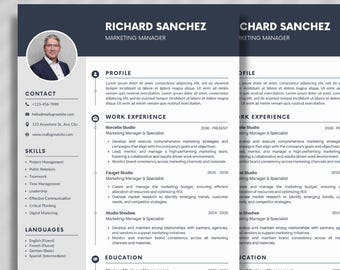 Niebieski Szary Profesjonalny Wzór CV, Prosty Projekt CV, Aplikacja o pracę, Czysty CV, Nowoczesny CV