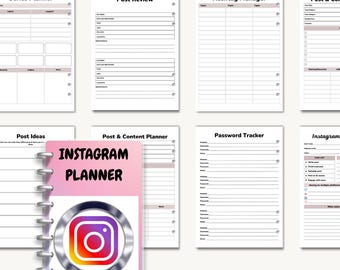 Planer Instagrama i kalendarz treści do mediów społecznościowych | Cyfrowy planer PDF dla blogerów i przedsiębiorców