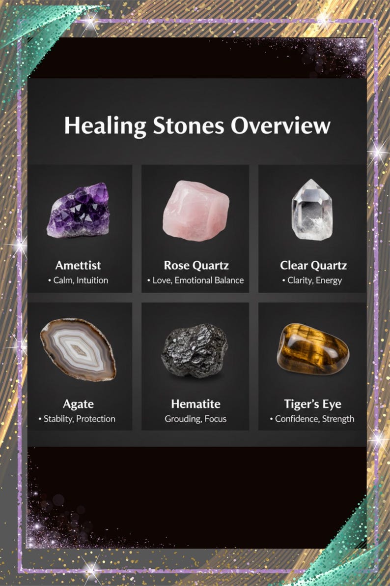 Healing Stones Overview Printable | Crystal Reference Chart | Gemstone ...