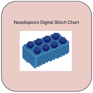 May include: A digital needlepoint stitch chart featuring a blue and dark blue brick-shaped design with a pattern of circles.