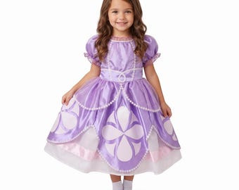 Lavender Princess Dress for Girls, Purple Fairytale Costume, Kids Birthday Dress Up, Storybook Princess Halloween Outfit