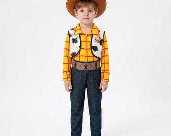 Kids Cowboy Costume, Western Sheriff Outfit, Boys Halloween Party Dress Up