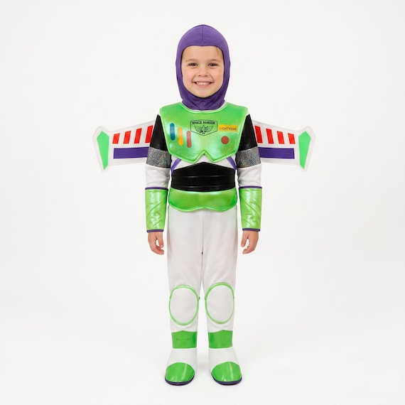 Kids Green Space Hero Costume, Space Ranger Outfit with Wings for Halloween and Dress-Up
