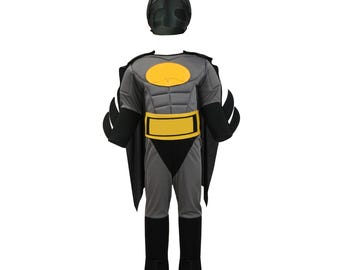 Handmade Dark Superhero Costume for Kids with Cape and Mask – Halloween & Birthday Outfit