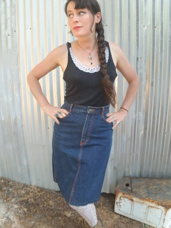 Indigo high waisted denim jeans pencil skirt with… - image 2