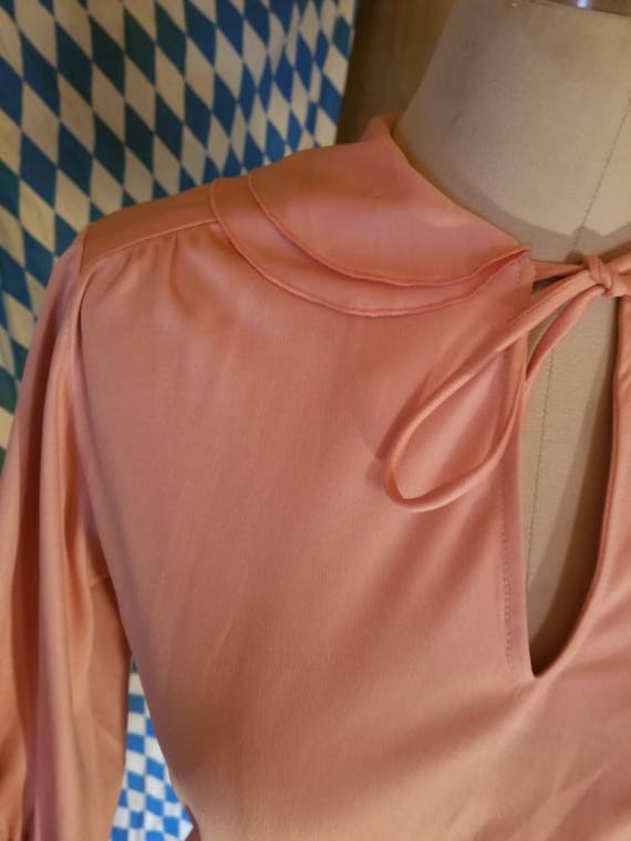 Peach 70s 1970sdisco glam boho hippie polyester d… - image 3