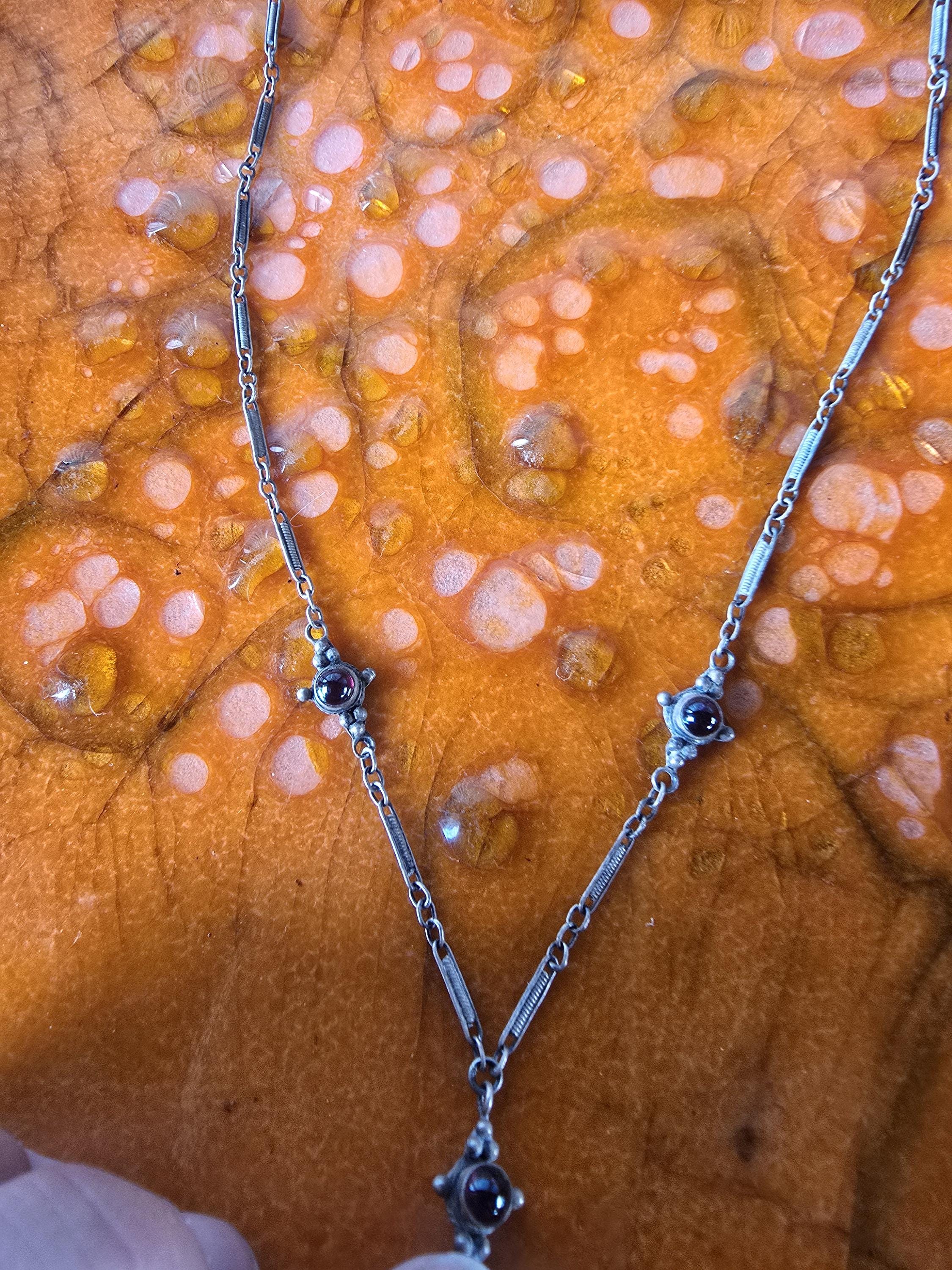 希少なヴィンテージシルバーガーネットネックレス ボヘミアン - Etsy 日本