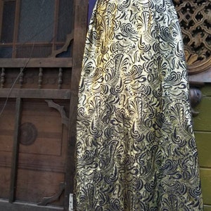 Gold lame homemade gold shiny metallic maxi skirt disco 1970s 70s glam raver paisley
