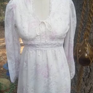 70s Gunnesax Style Prairie Cottage Core Cotton Lace Maxi Dress Gown ...