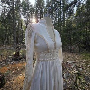 Gunne Sax Indian Cotton Lace Wedding Maxi Dress Lace up Boho Prairie ...