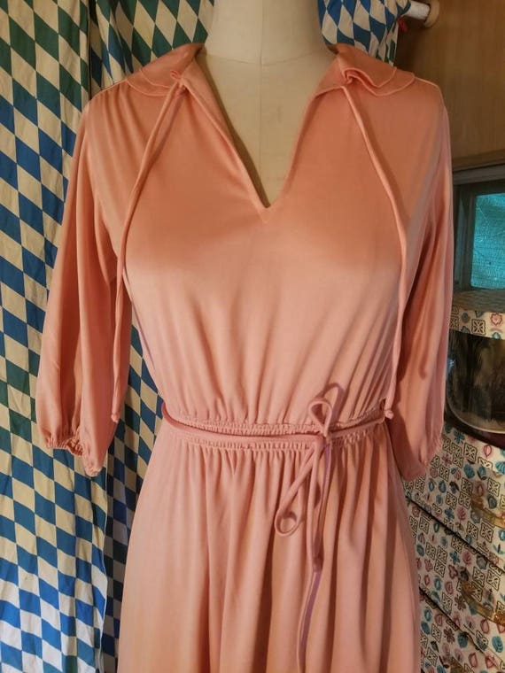 Peach 70s 1970sdisco glam boho hippie polyester d… - image 6