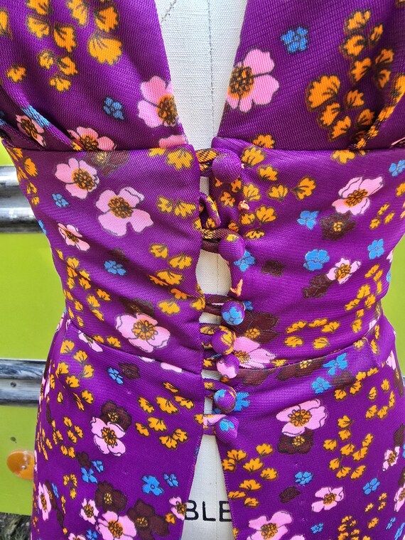 My things vibtage 70s long groovy floral dress vest size 5 View 5