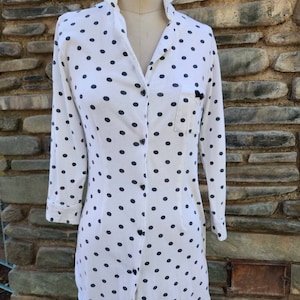 Betsey Johnson polka dot cotton black and white short dress blouse top punk goth grunge Y2K designer rare
