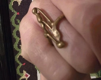 Artisan made brutalist ring brass modernist ring 70s 1970s 60s 1960s hippy boho