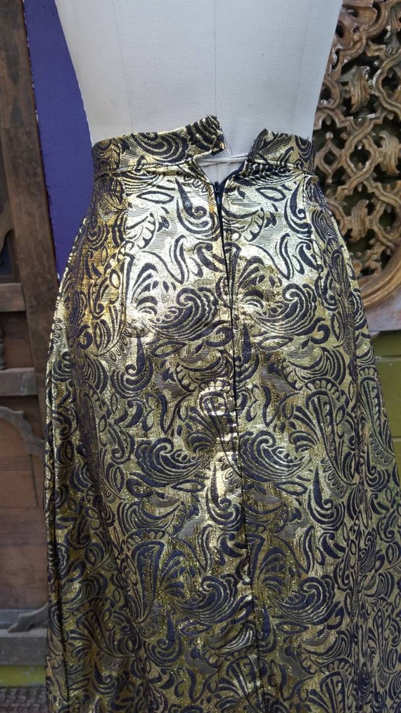 Gold lame homemade gold shiny metallic maxi skirt… - image 7