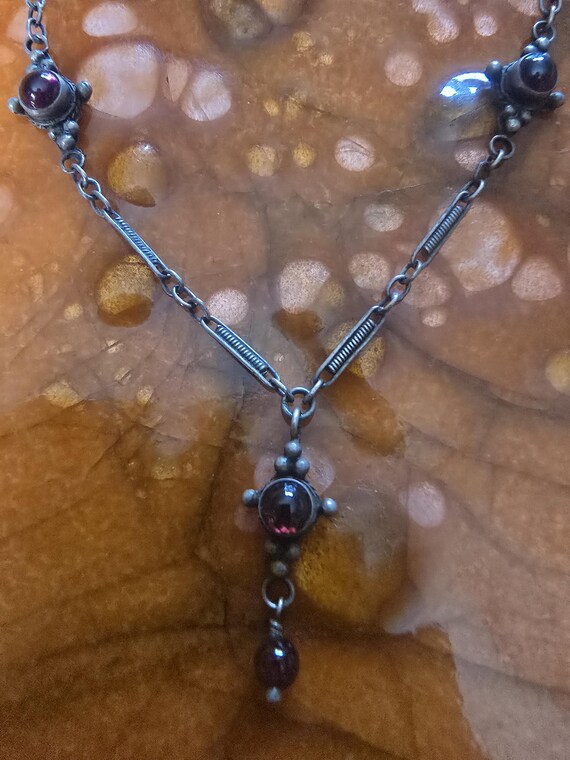 希少なヴィンテージシルバーガーネットネックレス ボヘミアン - Etsy 日本