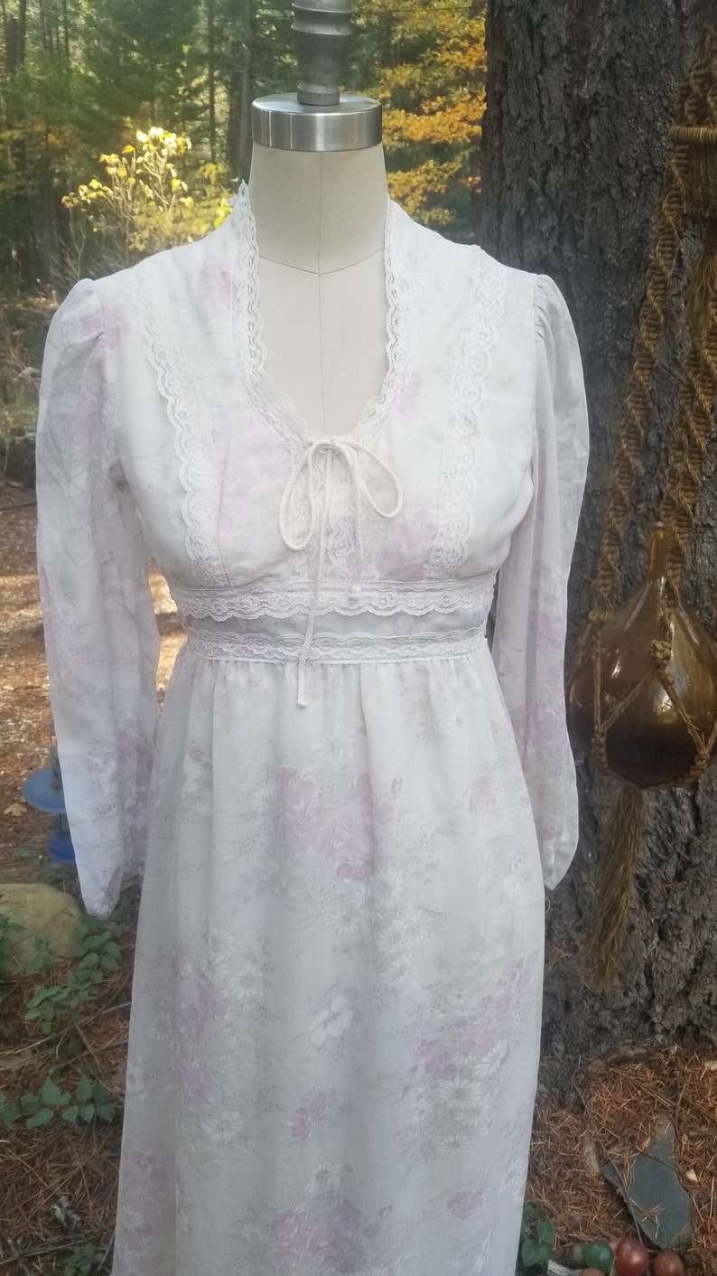 Gunne Sax Style Prairie Maxi Lace up Dress Bridal Fae Witchy Goddess ...