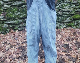 1940s Wards Liberty Striped Sanforized Pioneer Bib Overalls