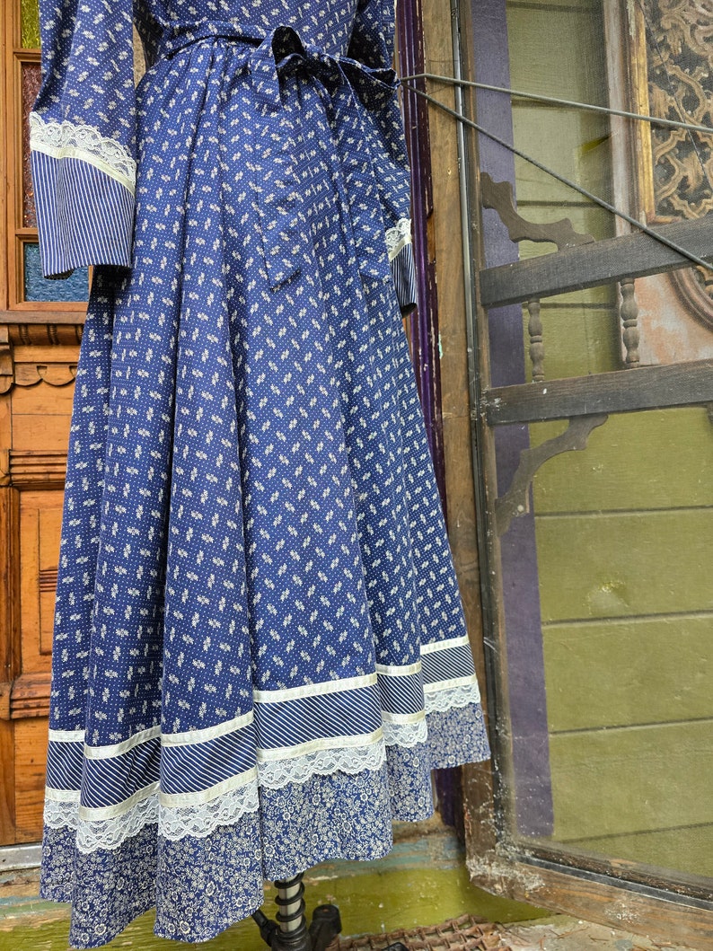 Gunne Sax Jessica Mcclintock Gunnesax Prairie Dress Blue Puff Sleeves ...